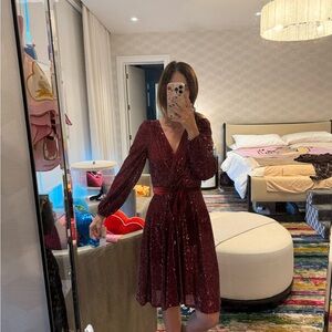 Nanette Lepore Women's Burgundy Sequin Dress